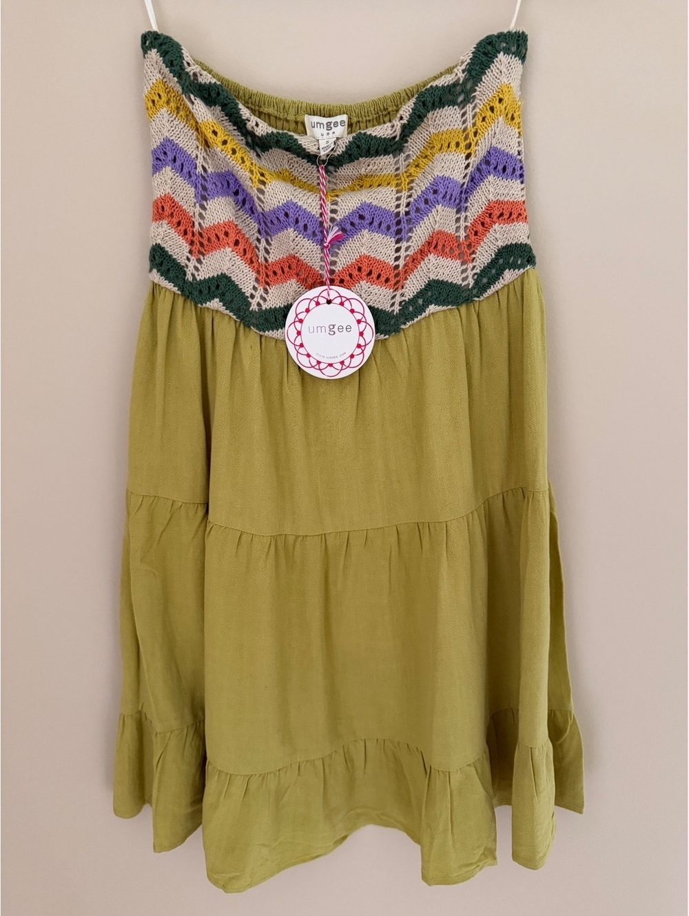 NWT linen/cotton Umgee S strapless knit dress, fully lined